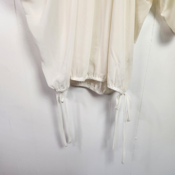 Rock 47 Wrangler White Sheer Beaded V Neck Blouse Top Shirt Western Boho Cowgirl - Picture 4 of 7